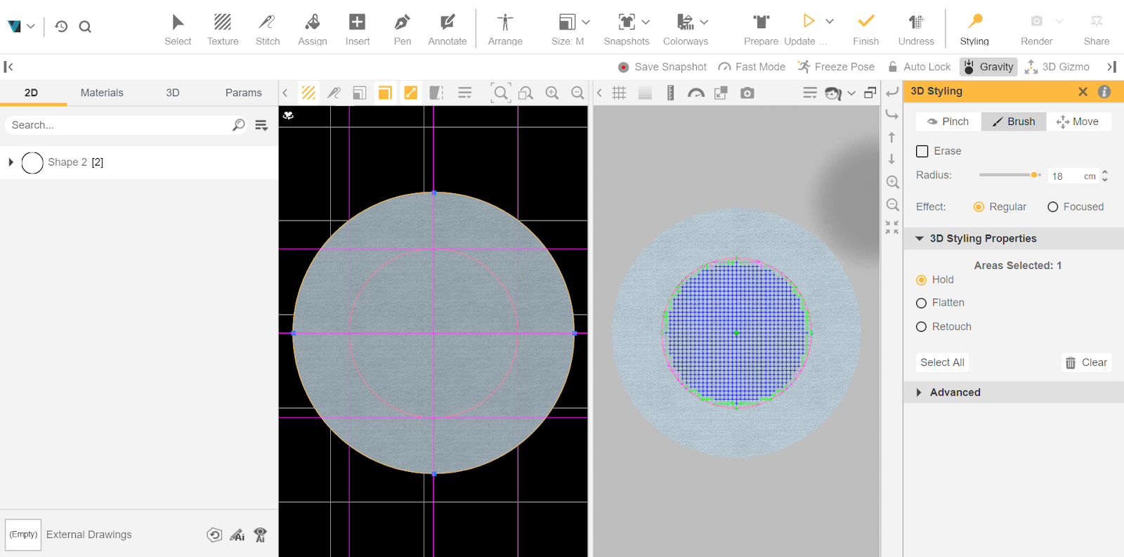 Figure A3. Simulation of the Cusick drape test in Browzwear